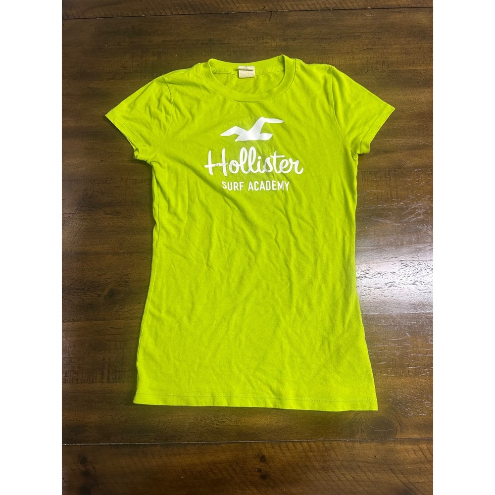 Hollister Surf Academy Graphic Tee Lime Green Small Seagull Logo Short Sleeve